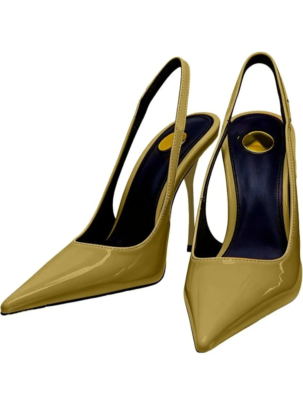 Women’s Green Pointed Toe Slingback Pumps Patent Leather Stiletto Heel Shoes